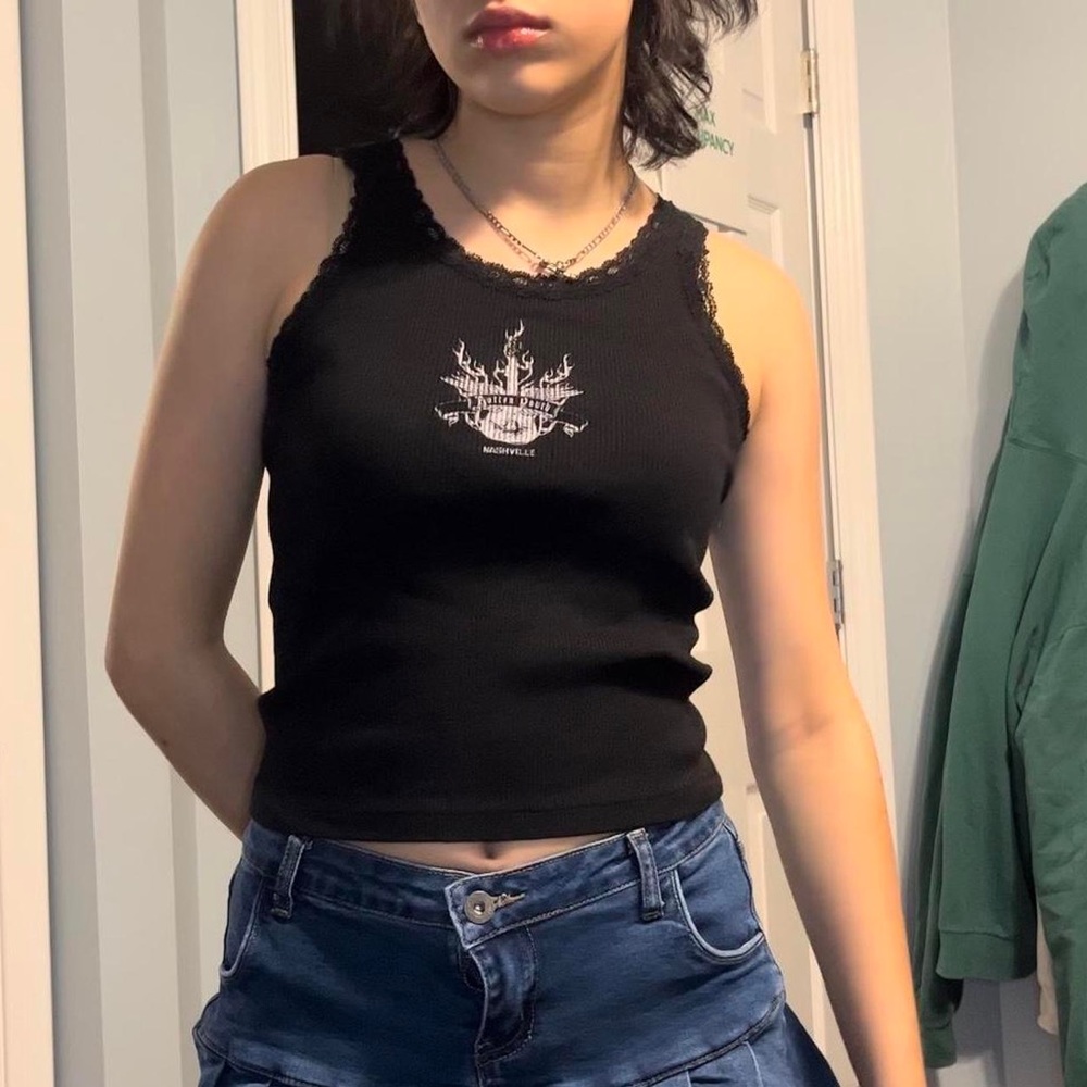 John Galt Black Nashville Lace Tank